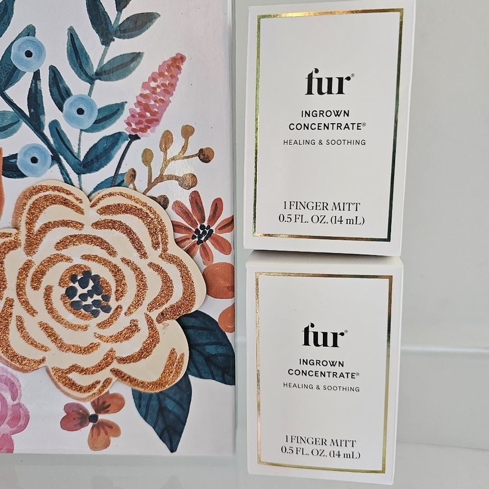 2- .5 oz Fur Oils- Hair/Skin Pubic Underarms Scalp Ingrown, Finger Mitt, NIB